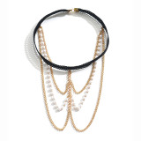Women Sexy Beach Body Chain with Tassel Pearls and Leg Chain