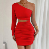 Women Slash Shoulder Cutout Bodycon Sexy Dress