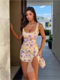 Women Spring/Summer Floral Sequin Slit Bodycon Sexy Dress