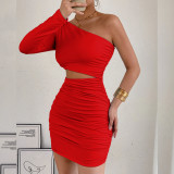 Women Slash Shoulder Cutout Bodycon Sexy Dress