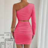 Women Slash Shoulder Cutout Bodycon Sexy Dress