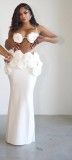 Floral Bustier Top & Long Skirt Beach Party Outfit