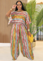 Women Casual Striped Top and Pants Two-Piece Set Women Casual Striped Top and Pants Two-Piece Set