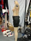 Women Summer Pu Leather Lace-Up Sexy Skirt