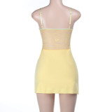Spring Sexy Lace Patchwork Strap Short Dress