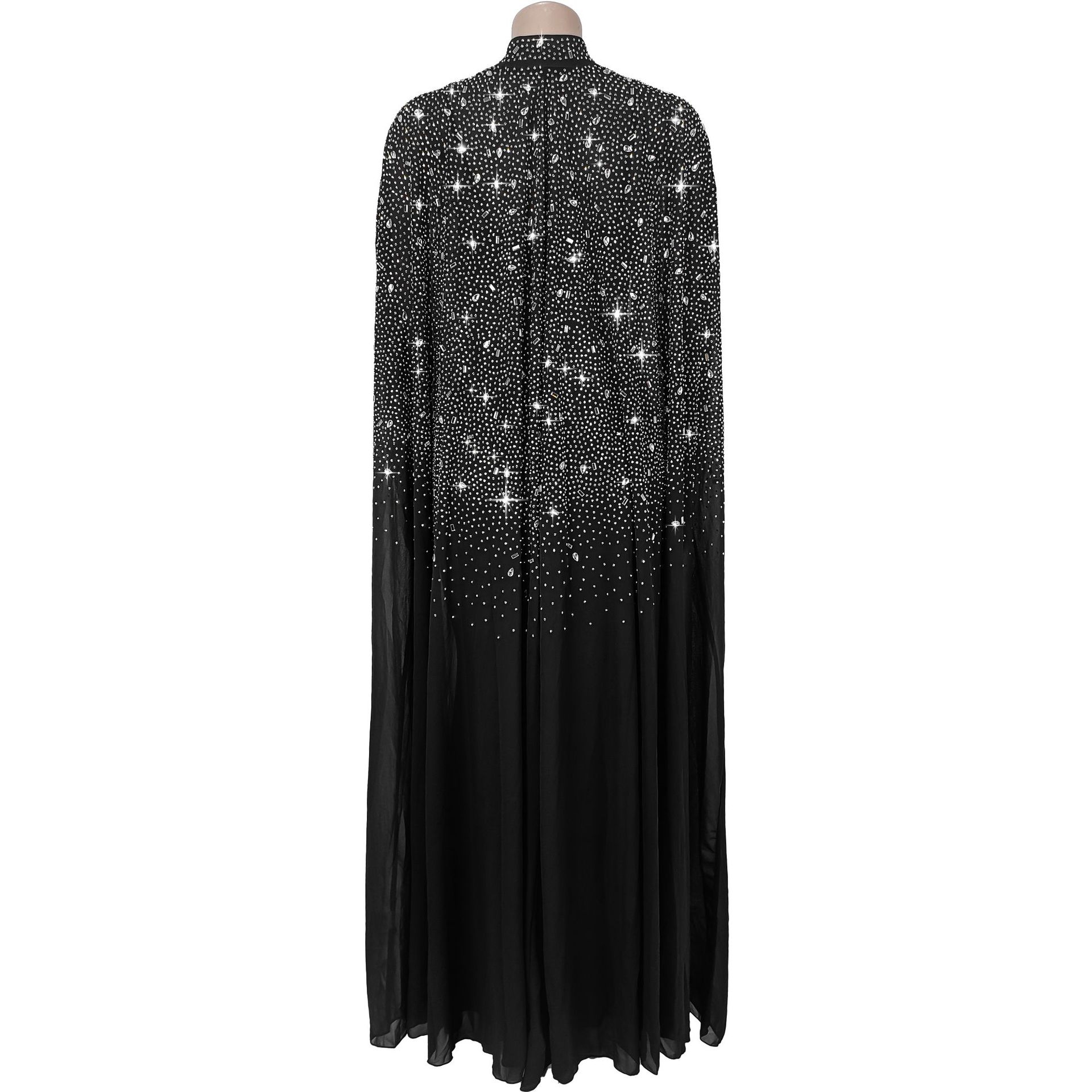 Women Sexy Beaded Bodycon Cape Dress