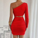 Women Slash Shoulder Cutout Bodycon Sexy Dress