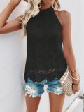 Women Summer Elegant Holiday Casual Lace Solid Halter Neck Top