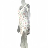 Women Spring/Summer Floral Sequin Slit Bodycon Sexy Dress