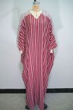 Women Summer Lace V-Neck Striped Dress