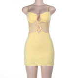 Spring Sexy Lace Patchwork Strap Short Dress