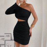 Women Slash Shoulder Cutout Bodycon Sexy Dress