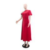 Women Casual Off-The-Shoulder Solid Dress
