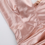 Women Crossover Halter Neck Sexy Cutout Slit Dress