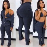 Women Jacket and Pocket Pants Three Piece Set