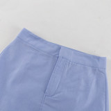 Women Turndown Collar Long-Sleeved Top and Slit Skirt Two-Piece Set