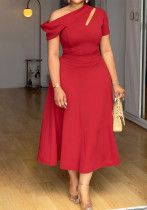 Women Casual Off-The-Shoulder Solid Dress