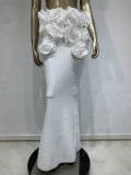 Floral Bustier Top & Long Skirt Beach Party Outfit