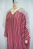 Women Summer Lace V-Neck Striped Dress