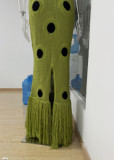 Summer Stylish Black Polka Dot Knit Fringe Maxi Dress