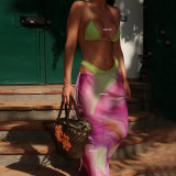 Triangular Multi-Color Three-Piece Bikini