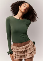 Women's Comfort Floral Cuff Long-Sleeve Cropped Slim Fit Top