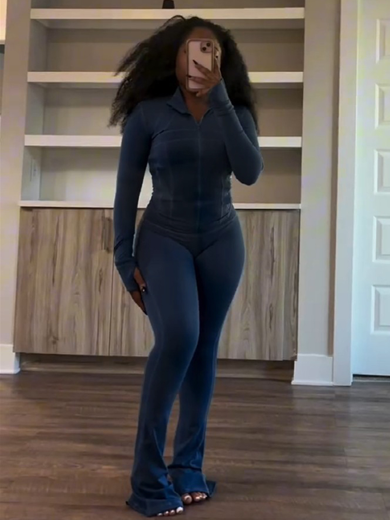 Spring/Summer Casual Sexy Tight-Fitting Bell Sleeve Two-Piece Pants Set