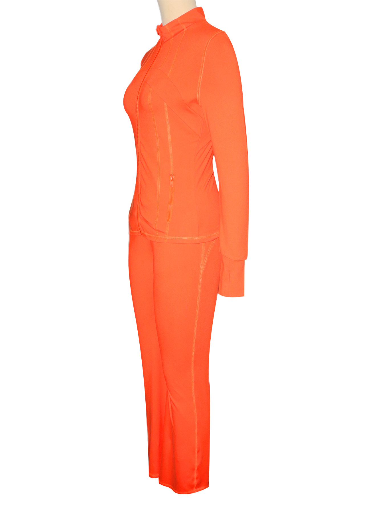 Fashion Casual Sportswear Set Women's Long-Sleeve Zip-Up Slim Fit Two-Piece Pants Set