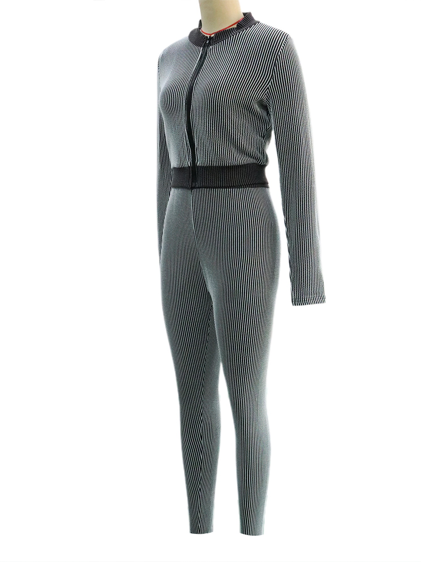 Fashion Casual Sportswear Set Women's Long-Sleeve Zip-Up Slim Fit Two-Piece Pants Set