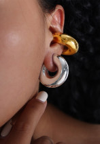 Geometric Shiny Gold-Plated Clip-On Earrings