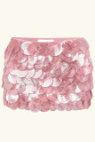 Glitter Sexy Solid Color Short Sequin Mini Skirt