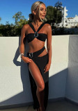 Metallic Accent Three-Piece Bikini Set