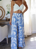 Summer Geometric Print Wide-Leg Casual Pants
