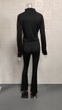 Spring/Summer Casual Sexy Tight-Fitting Bell Sleeve Two-Piece Pants Set