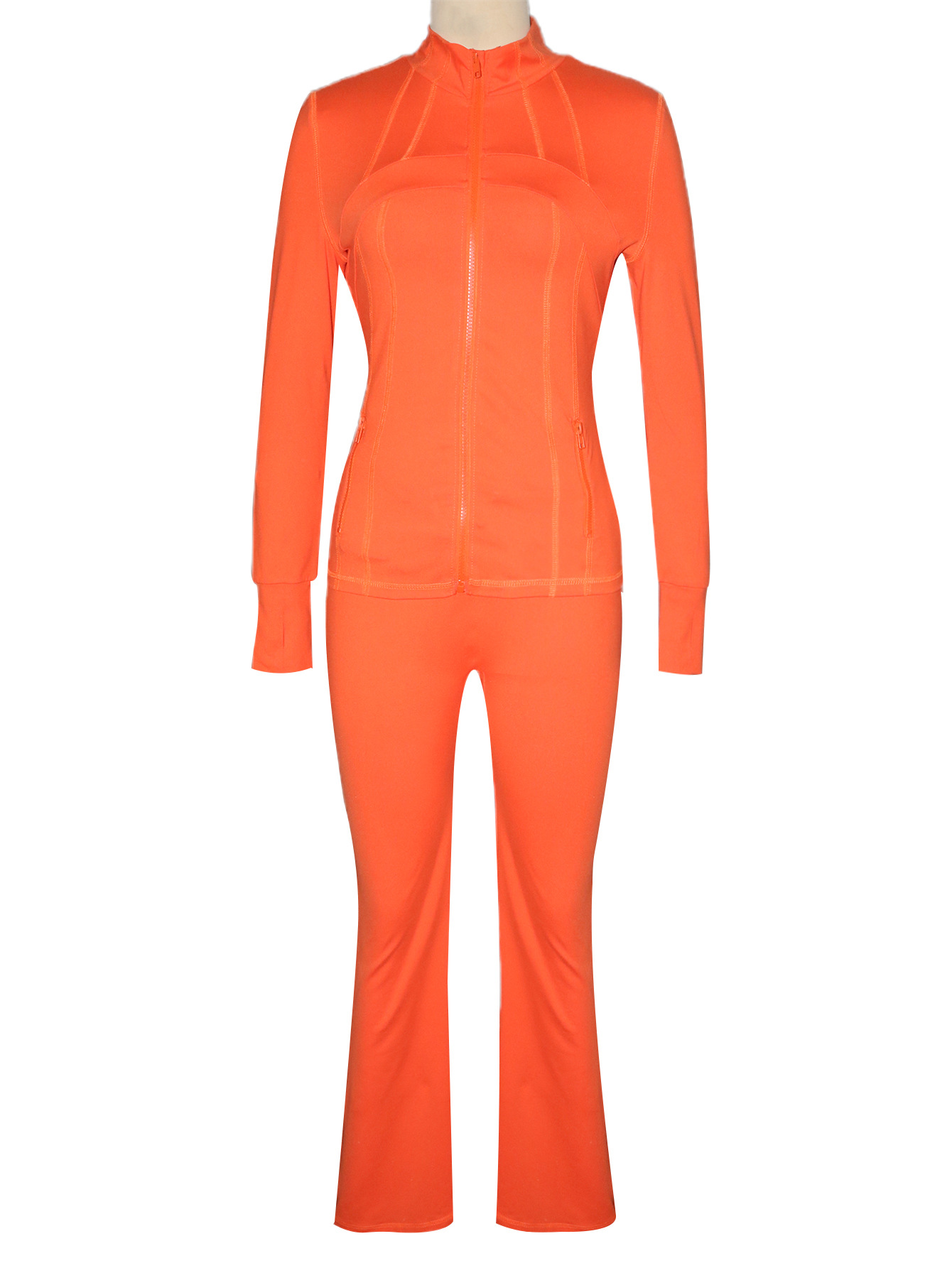 Fashion Casual Sportswear Set Women's Long-Sleeve Zip-Up Slim Fit Two-Piece Pants Set