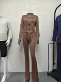 Spring/Summer Casual Sexy Tight-Fitting Bell Sleeve Two-Piece Pants Set