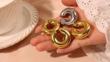 Geometric Shiny Gold-Plated Clip-On Earrings