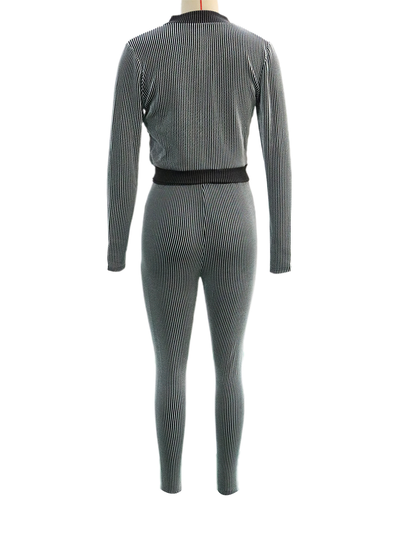 Fashion Casual Sportswear Set Women's Long-Sleeve Zip-Up Slim Fit Two-Piece Pants Set