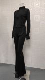 Spring/Summer Casual Sexy Tight-Fitting Bell Sleeve Two-Piece Pants Set
