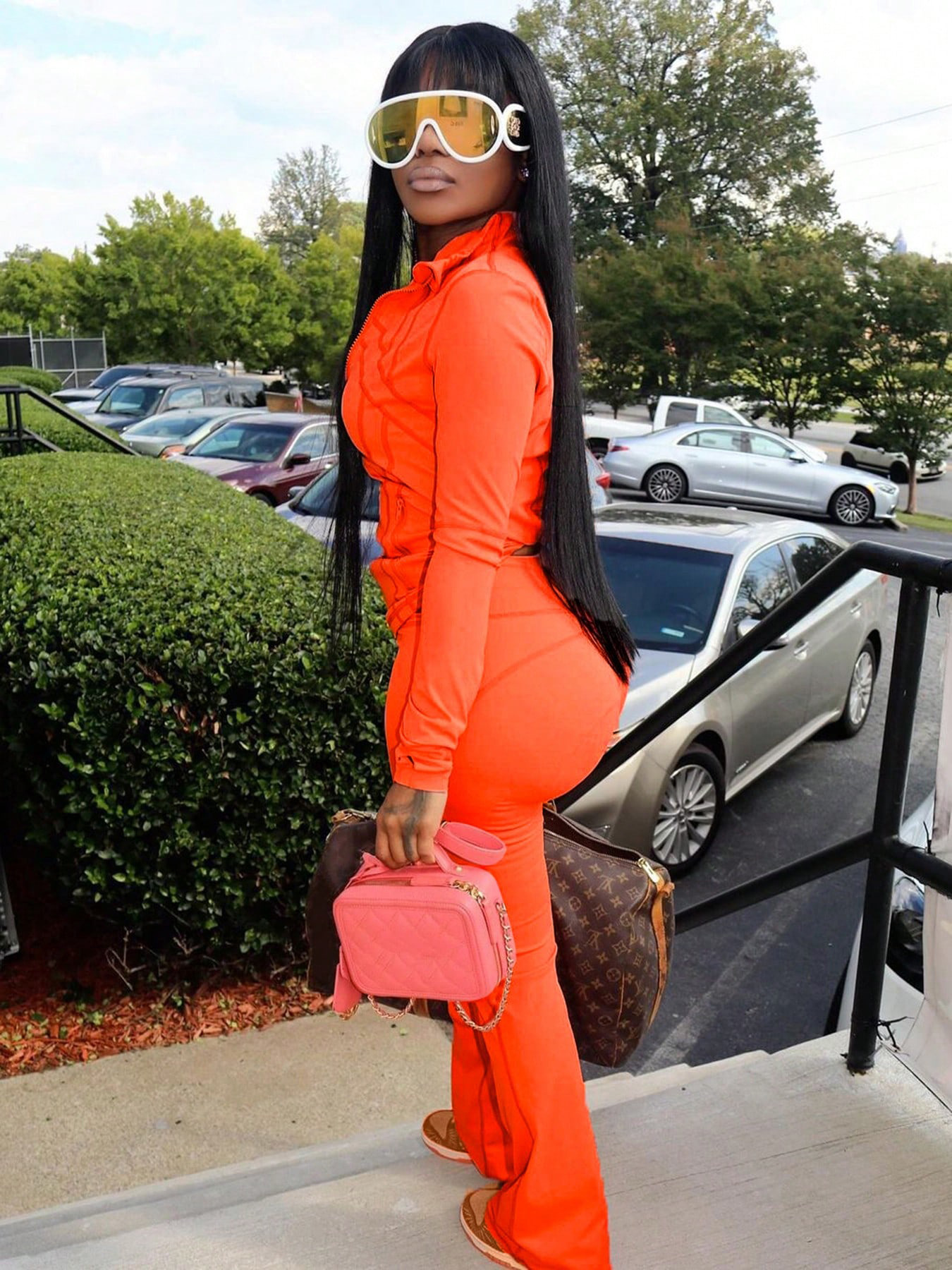 Fashion Casual Sportswear Set Women's Long-Sleeve Zip-Up Slim Fit Two-Piece Pants Set