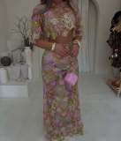 Embroidered Sequin Party Skirt Set