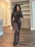 Spring/Summer Casual Sexy Tight-Fitting Bell Sleeve Two-Piece Pants Set
