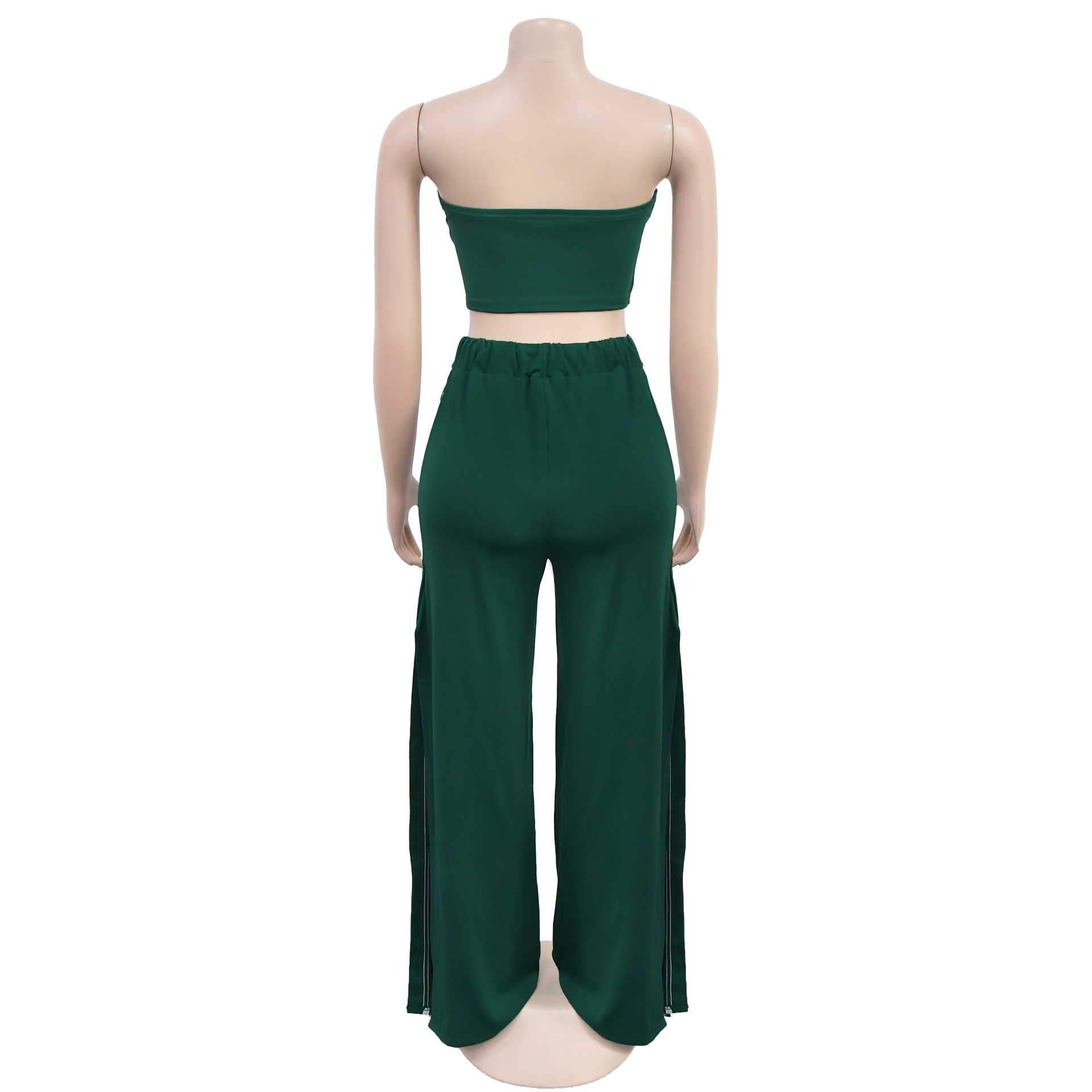Women Summer Sexy Strapless Top and Two-Piece Pants Set