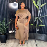 Plus Size African Elegant Solid Dress