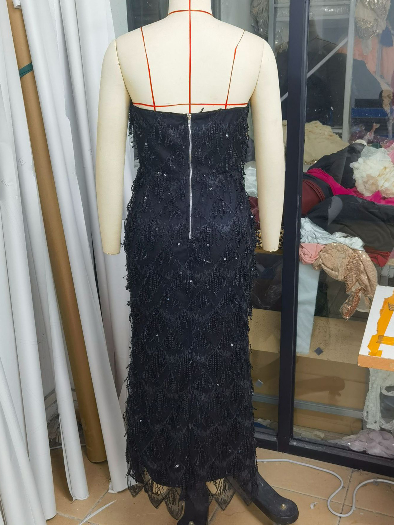 Women Sexy Backless Sequin Birthday Party Evening Dress