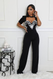 Women Elegant Patchwork Short-Sleeved Jumpsuit