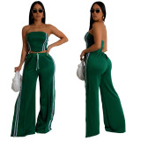 Women Summer Sexy Strapless Top and Two-Piece Pants Set
