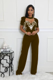 Women Elegant Patchwork Short-Sleeved Jumpsuit