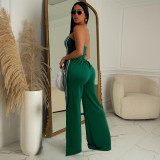 Women Summer Sexy Strapless Top and Two-Piece Pants Set