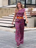 Women Summer Sleeveless Diamond Plaid Wide-Leg Jumpsuit